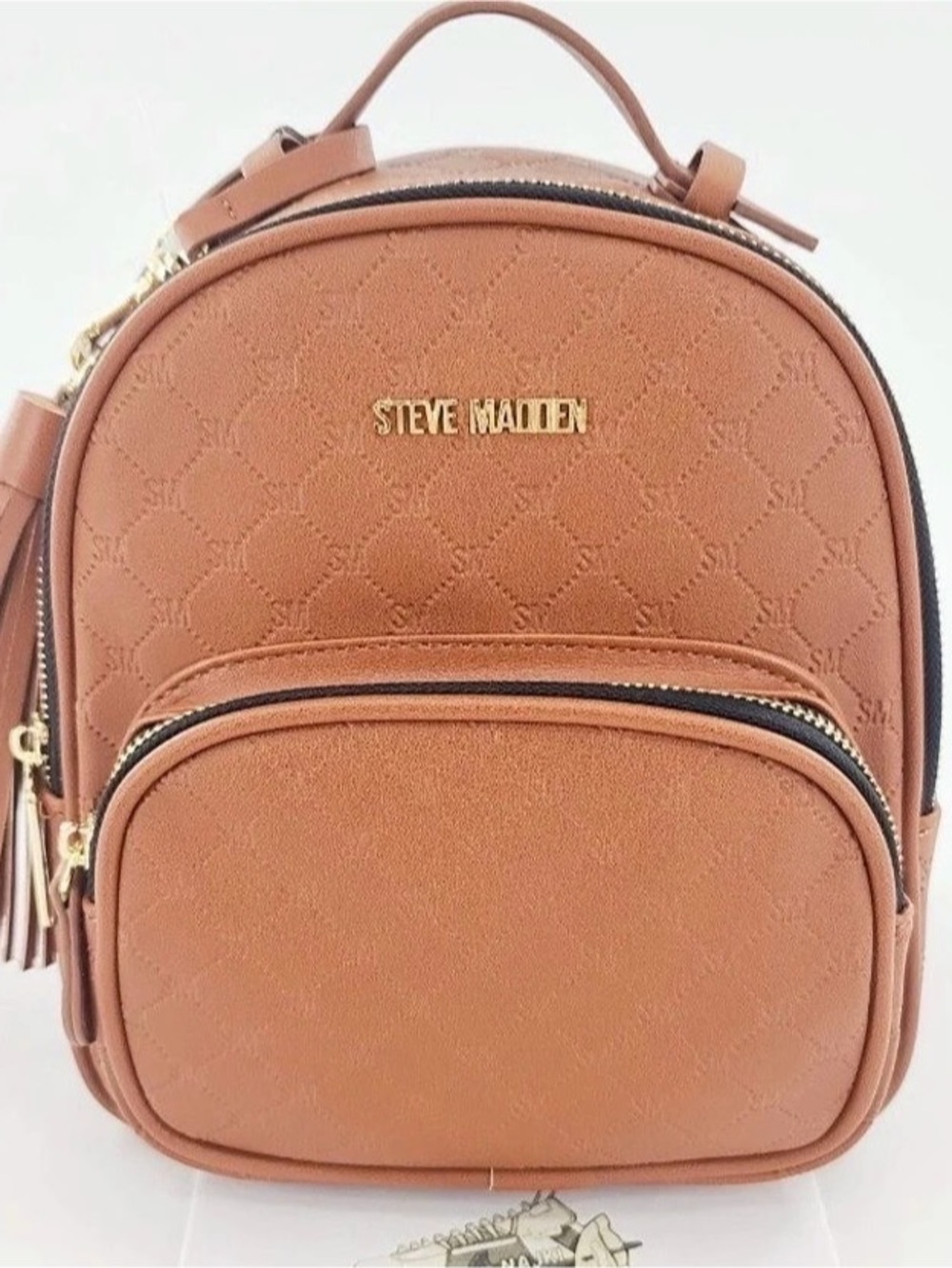 Steve Madden BBOWIE Monogram Detail Convertible Backpack Brown